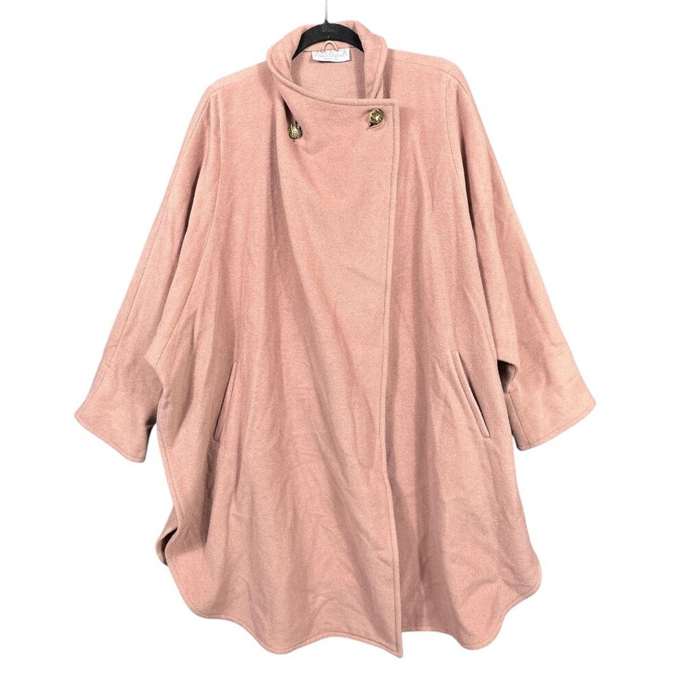 Federica Wool Blend Cape Cardigan Sweater Womens Size 8 Pink Italy Made